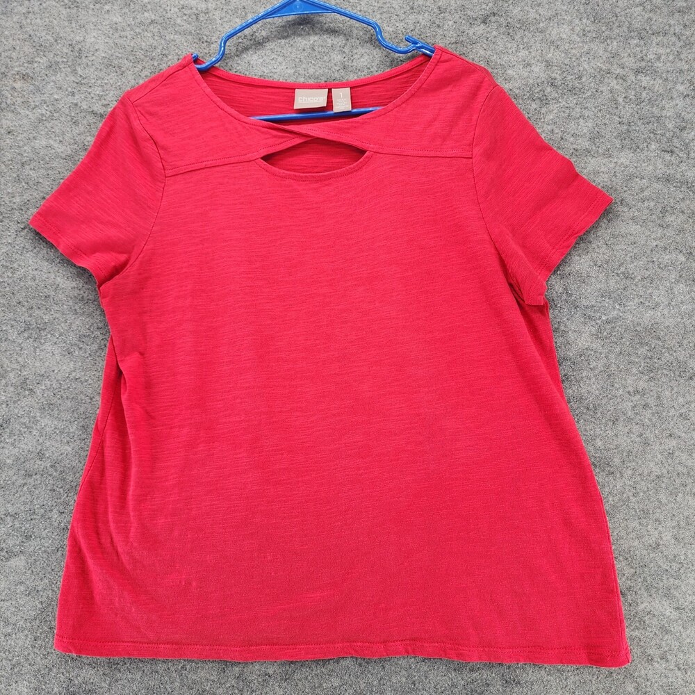 Chicos Shirt Womens 1 Short Sleeve Red